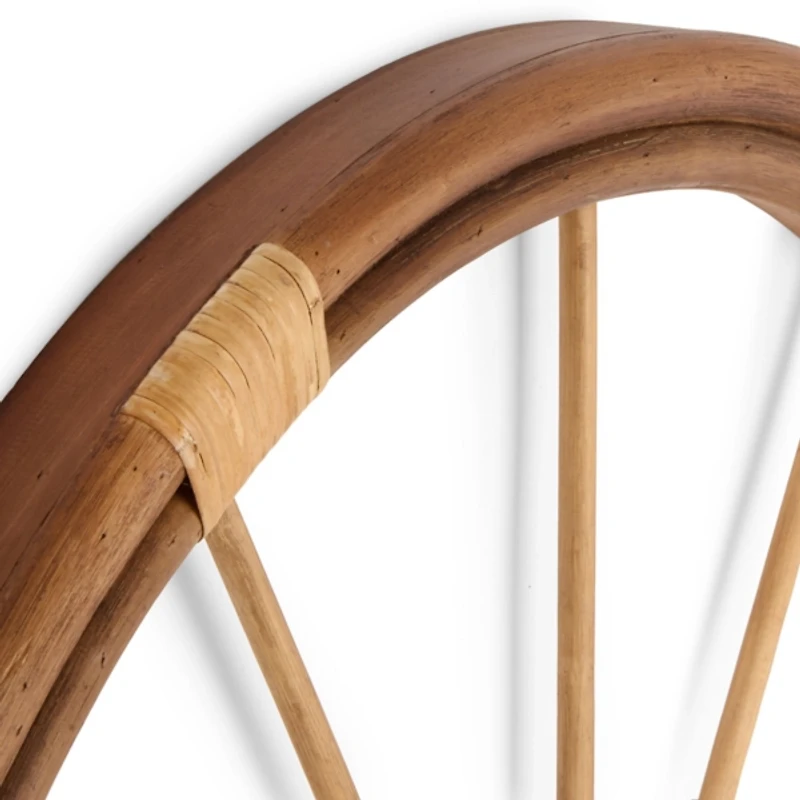 Round Wood and Rattan Wall Clock