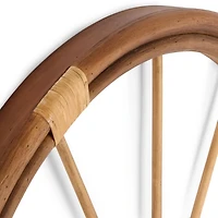 Round Wood and Rattan Wall Clock