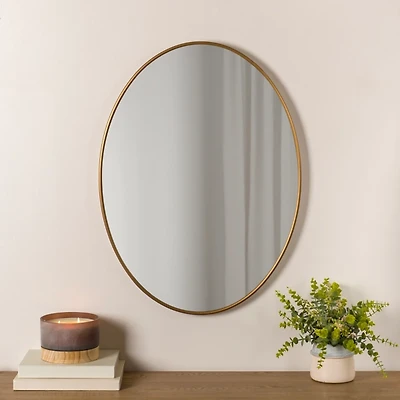 Oval Antique Brass Nouveau Linear Mirror