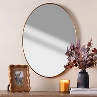 Oval Antique Brass Nouveau Linear Mirror