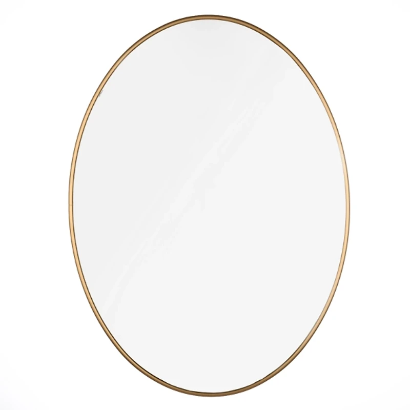 Oval Antique Brass Nouveau Linear Mirror