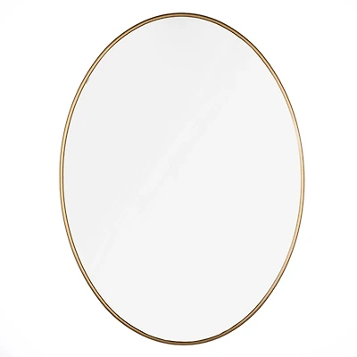 Oval Antique Brass Nouveau Linear Mirror
