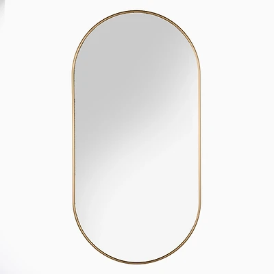 Oblong Antique Brass Nouveau Linear Wall Mirror