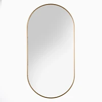 Oblong Antique Brass Nouveau Linear Wall Mirror