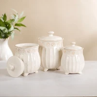 Distressed Etched Floral Canisters, Set of 3