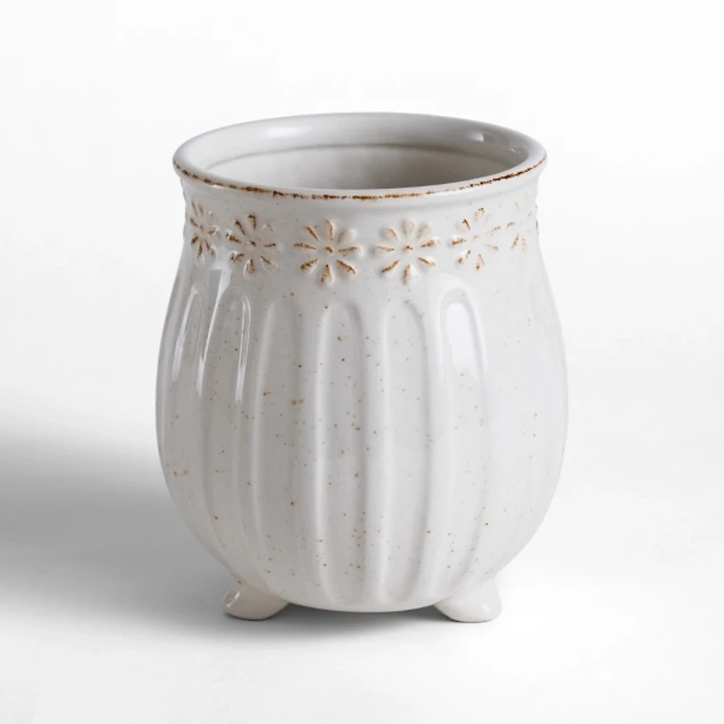 Distressed Etched Floral Crock