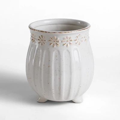 Distressed Etched Floral Crock