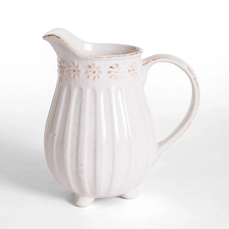 Distressed Etched Floral Pitcher