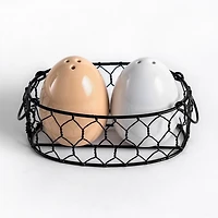 Egg Salt & Pepper Shaker Set with Basket