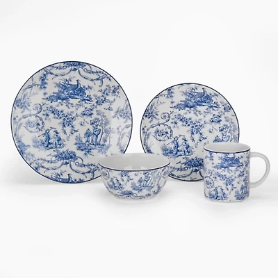 Round Blue Toile 16-pc. Dinnerware Set