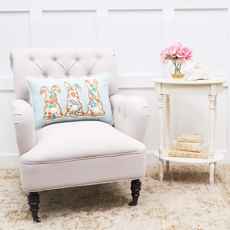 Blossom Bunny Trio Lumbar Pillow