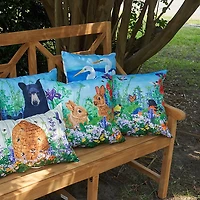 Bunny Garden Paradise Outdoor Pillow