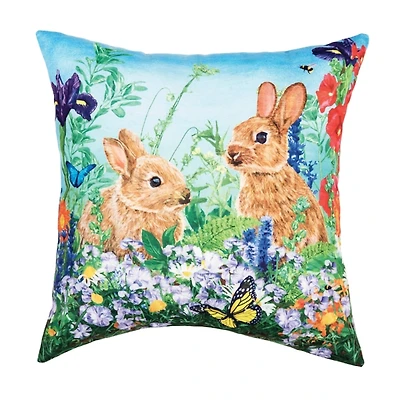 Bunny Garden Paradise Outdoor Pillow
