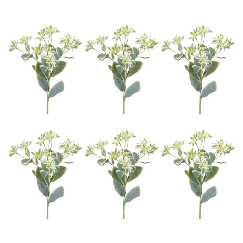 White Euphorbia Floral Stems, Set of 6