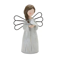 Floral Etched Angel Figurines, Set of 3