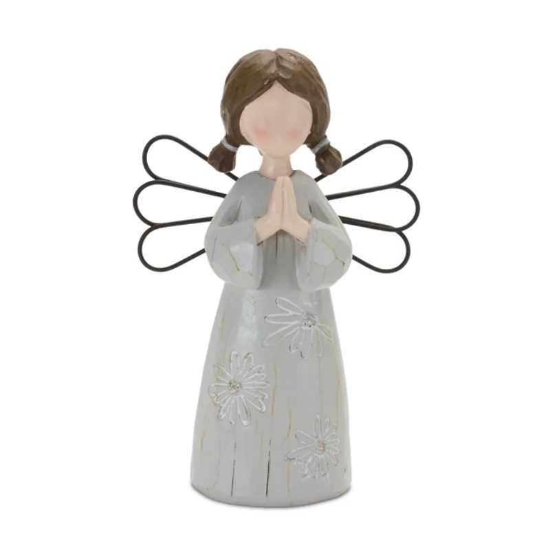Floral Etched Angel Figurines, Set of 3