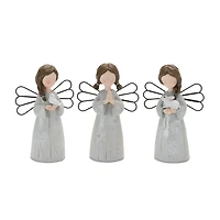 Floral Etched Angel Figurines, Set of 3