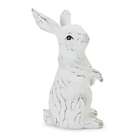 White Carved Bunny Figurines, Set of 2