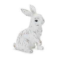 White Carved Bunny Figurines, Set of 2