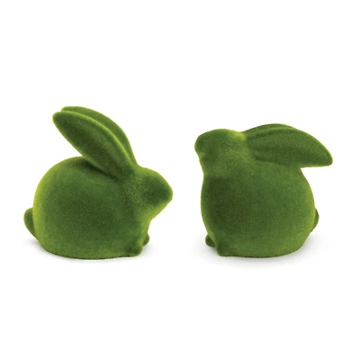 Mossy Terracotta Rabbit Figurines, Set of 2
