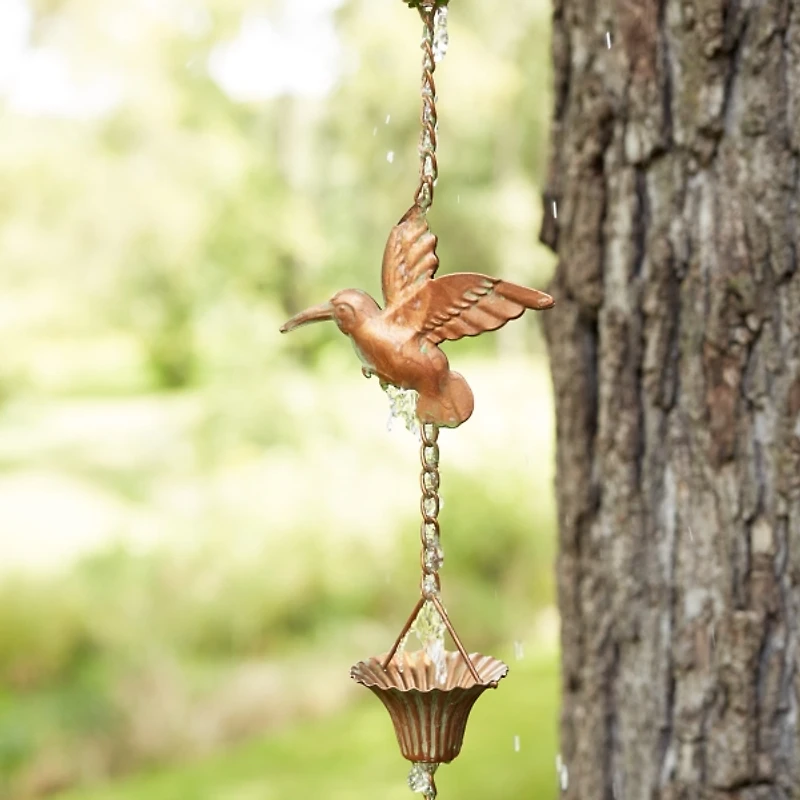 Copper Hummingbird Rain Chain