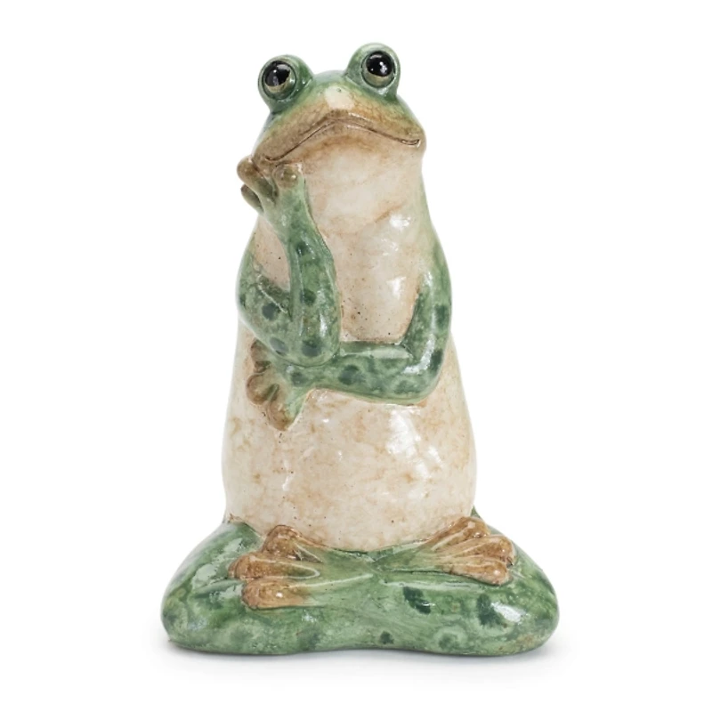 Sitting Frog Ceramic Garden Statues, Set of 2