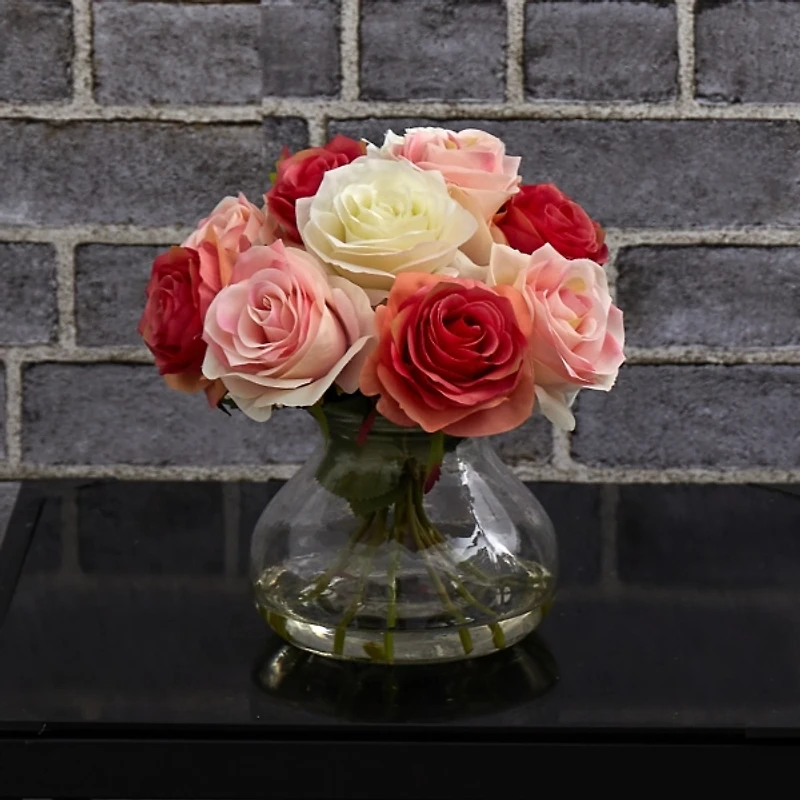 Roses Arrangement in Glass Bud Vase