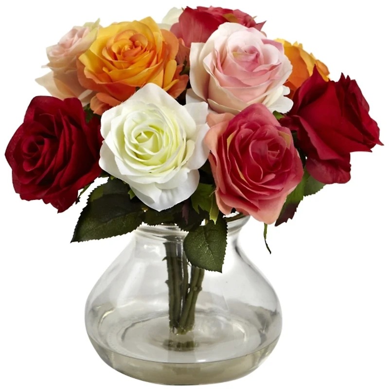 Roses Arrangement in Glass Bud Vase