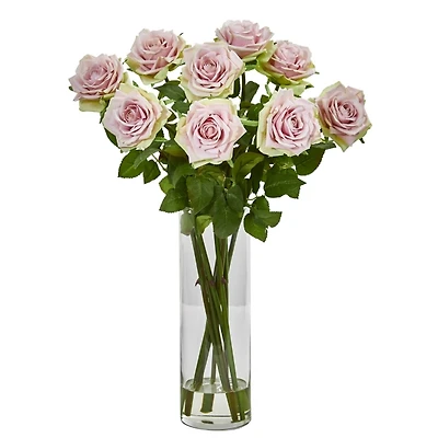 Light Pink Roses Arrangement in Cylinder Vase