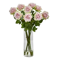 Light Pink Roses Arrangement in Cylinder Vase