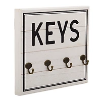 Keys White Wood Board Wall Hooks