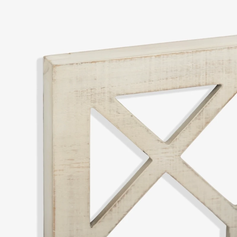 White Wood Carved Wall Panel with Wreath