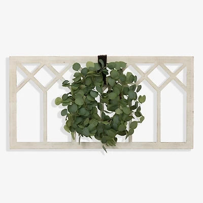 White Wood Carved Wall Panel with Wreath