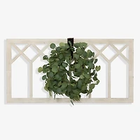 White Wood Carved Wall Panel with Wreath
