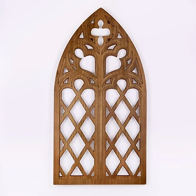Walnut Carved Wood Arch Wall Plaque