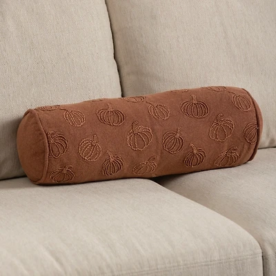 Rust Textured Pumpkins Bolster Pillow