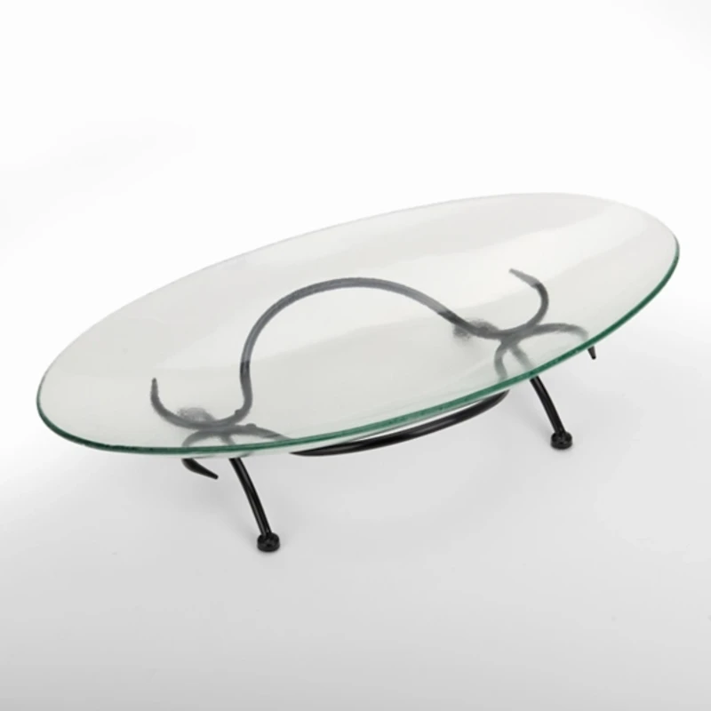 Oval Glass Bowl with Twig Base