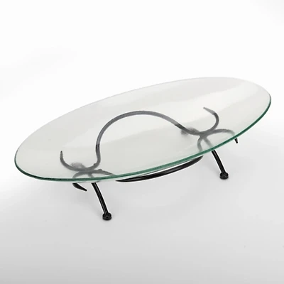 Oval Glass Bowl with Twig Base