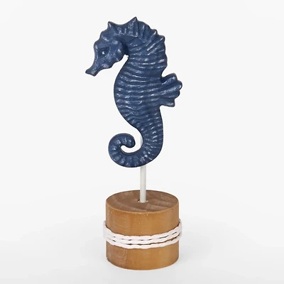 Navy Blue Seahorse Icon on Stand