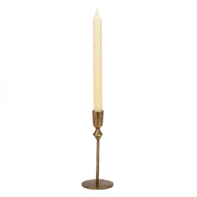 Gold Forged Diamond Taper Candle Holder, 7 in.