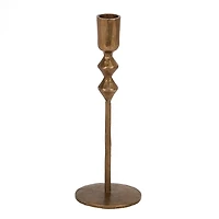 Gold Forged Diamond Taper Candle Holder, 8.5 in.