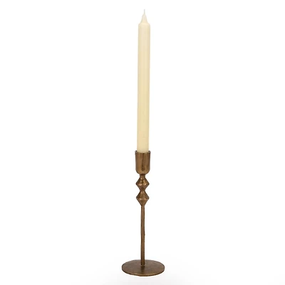 Gold Forged Diamond Taper Candle Holder, 8.5 in.