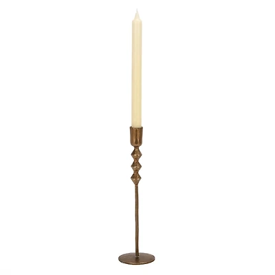Gold Forged Diamond Taper Candle Holder, 11.5 in.