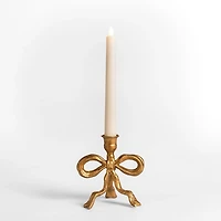 Gold Metal Bow Taper Candle Holder, 6 in.