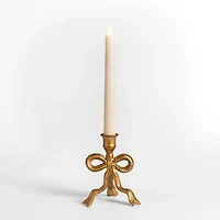 Gold Metal Bow Taper Candle Holder, 5.5 in.