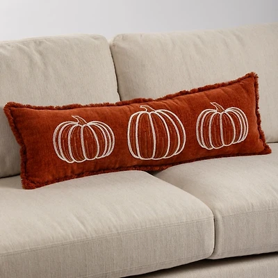 Rust Pumpkin Trio Lumbar Pillow