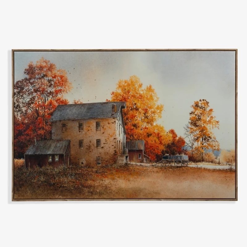 Autumn Farmhouse Scene Canvas Art Print