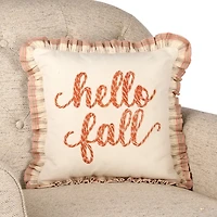 Hello Fall Plaid Ruffle Pillow