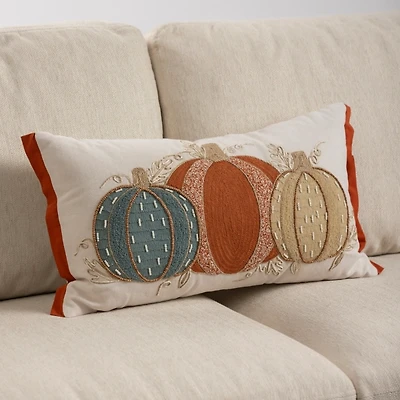 Triple Textured Pumpkin Lumbar Pillow