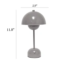 Gray Metal Mushroom Cordless Touch Lamp